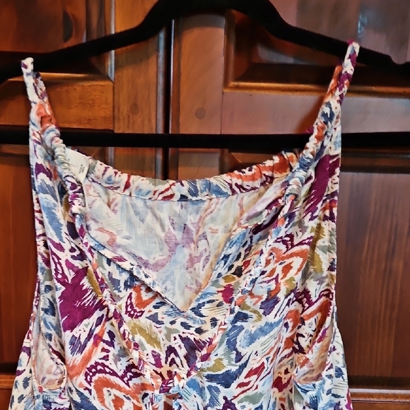 Nicole Miller Multicolor Tank Top, Tie In Back, Sz L - Picture 5 of 5